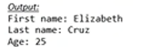 First name: Elizabeth
Last name: Cruz
Age: 25