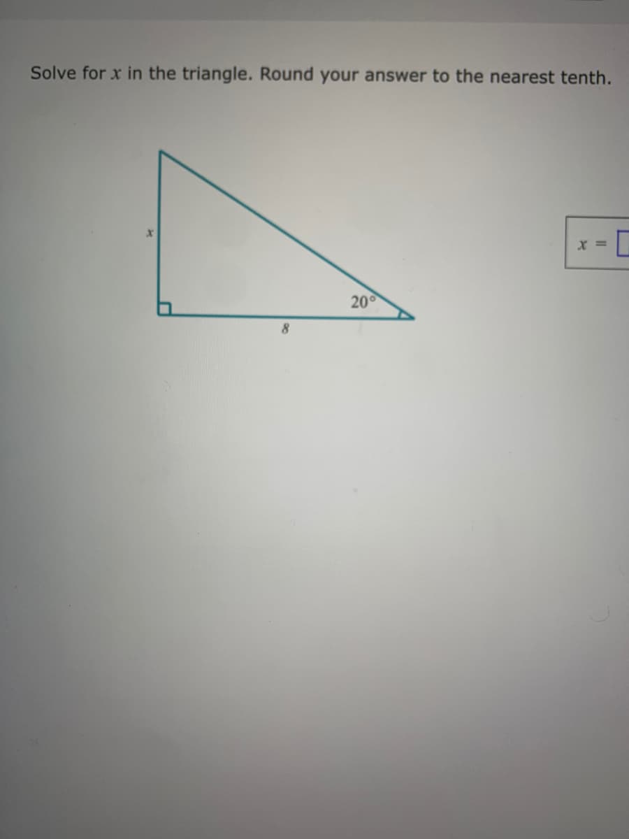 Solve for x in the triangle. Round your answer to the nearest tenth.
X =
200
