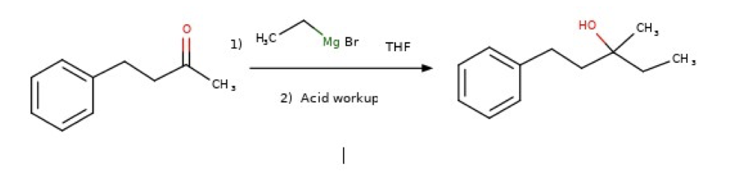 1)
CH ₂
H₂C
Mg Br
2) Acid workup
I
THF
HO
CH,
CH,