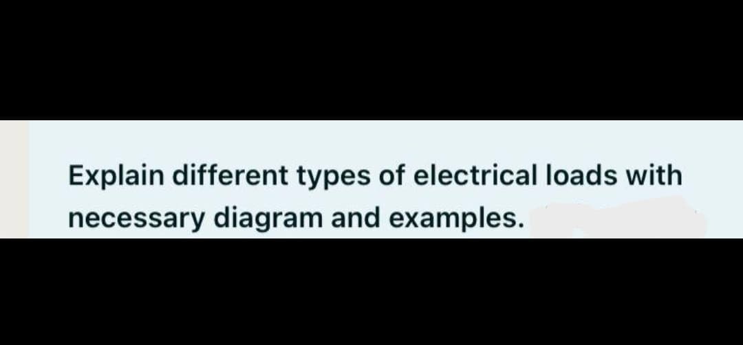 Explain different types of electrical loads with
necessary diagram and examples.