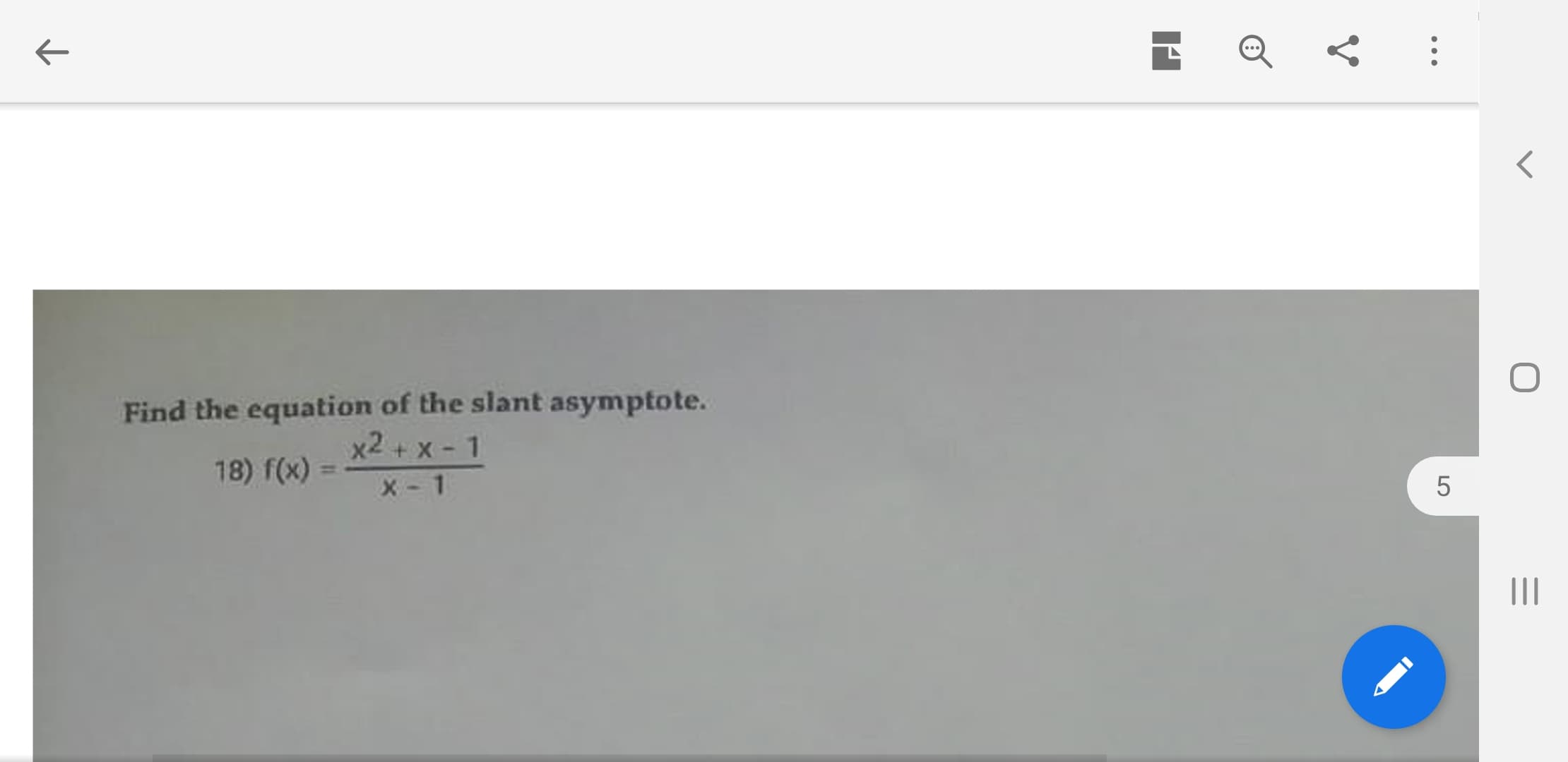 Find the equation of the slant asymptote.
x2 + x-1
18) f(x)
%3D
II
