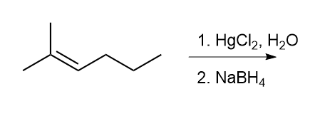 1. HgCl₂, H₂O
2. NaBH₁