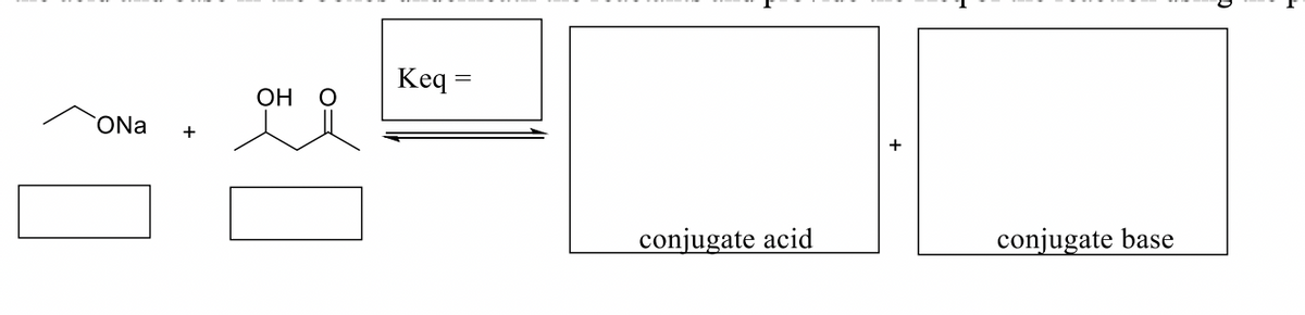 ONa +
OH
Keq =
conjugate acid
+
conjugate base