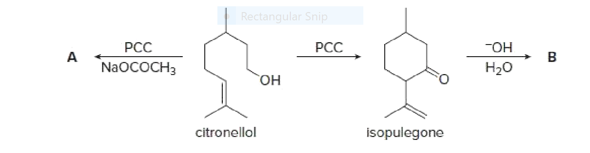 Rectangular Snip
PCC
PCC
-ОН
NaOcOCH3
Н2о
ОН
citronellol
isopulegone
