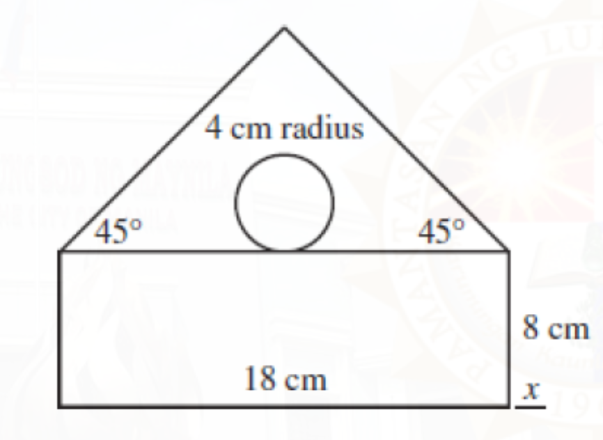 4 cm radius
45°
45°
8 cm
18 cm
