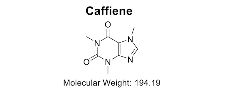 Caffiene
O
`N
N
N
N
Molecular Weight: 194.19