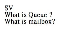 SV
What is Queue ?
What is mailbox?
