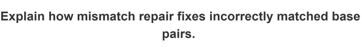 Explain how mismatch repair fixes incorrectly matched base
pairs.