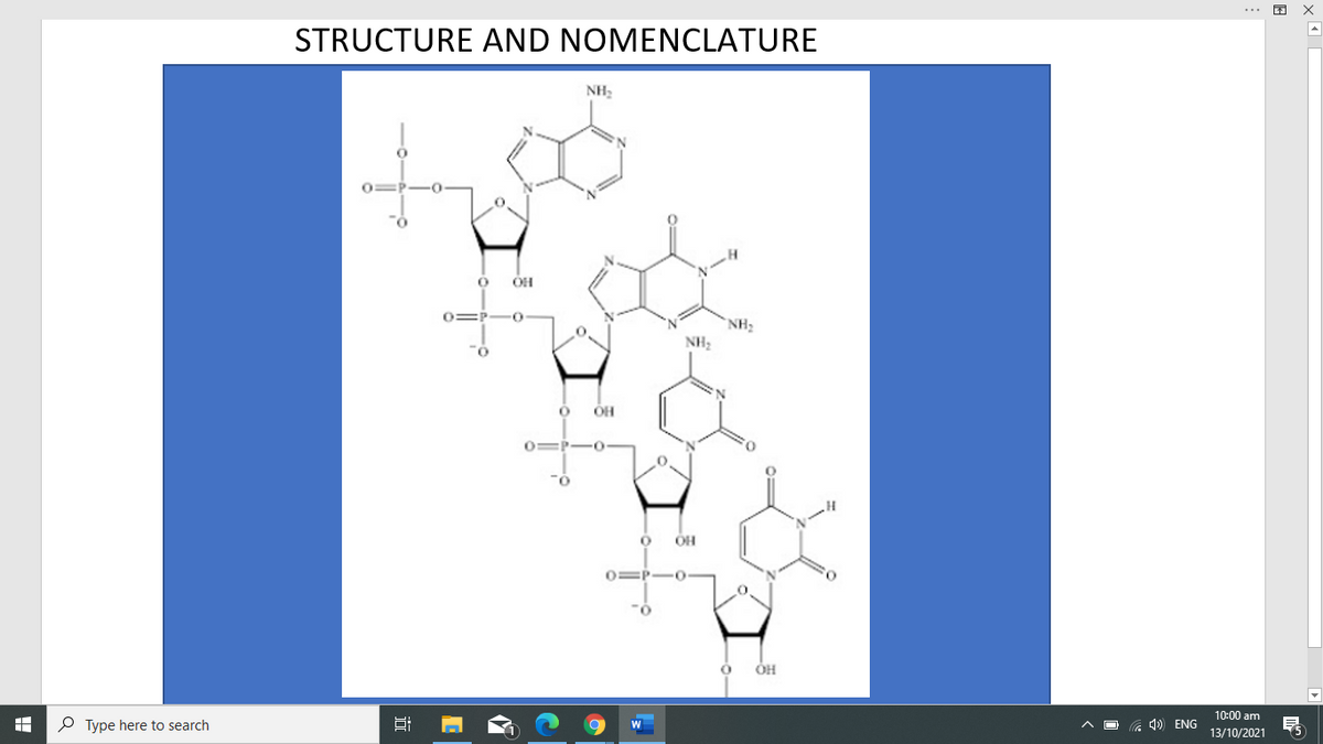 STRUCTURE AND NOMENCLATURE
NH2
NH2
NH2
OH
10:00 am
P Type here to search
a 4) ENG
13/10/2021
近
