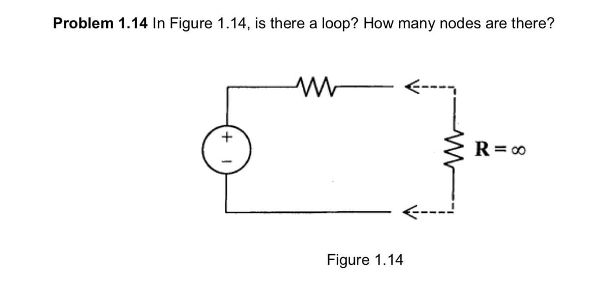 Problem 1.14 In Figure 1.14, is there a loop? How many nodes are there?
+
←----
Figure 1.14
M
←-----
R = ∞0