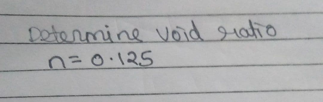 Determine void ratio
n = 0.125