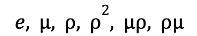 2
e , μ ρ , ρ, μρ , ρμ
