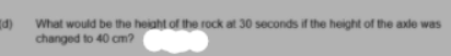 What would be the heiaht of the rock at 30 seconds if the height of the axle was
changed to 40 cm?
