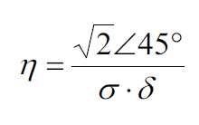 η =
=
√2/45°
σ·δ
