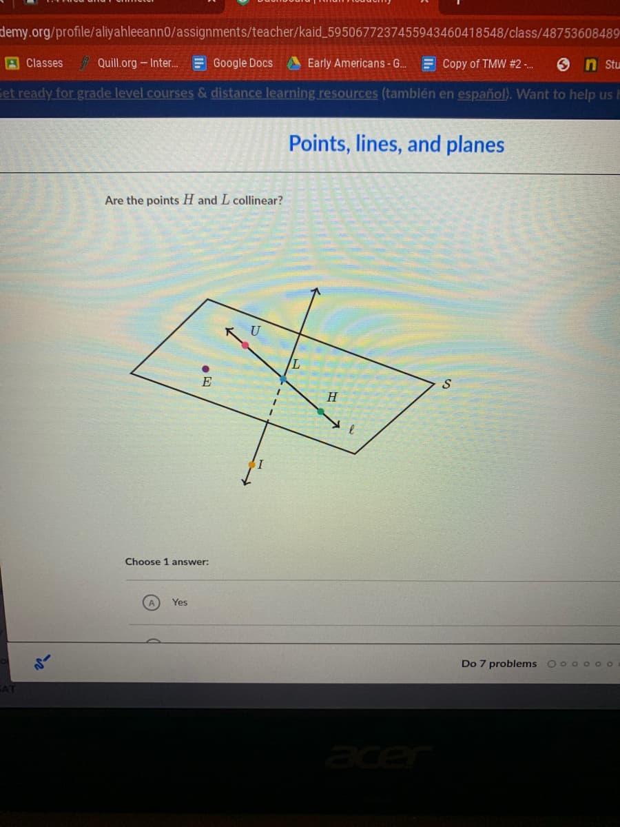 Are the points H and L collinear?
U
S
E
H.
