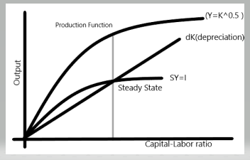 Y=K^0.5 )
Production Function
dK(depreciation)
SY=I
Steady State
Capital-Labor ratio
andıno
