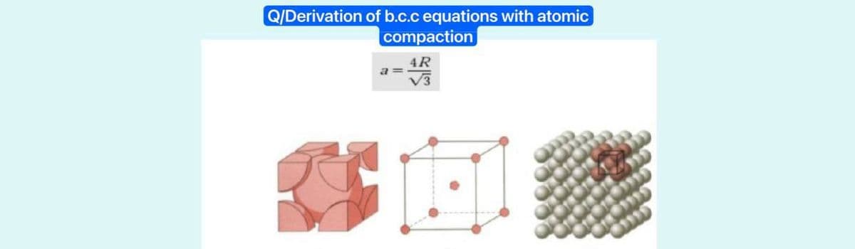Q/Derivation of b.c.c equations with atomic
compaction
4R
3