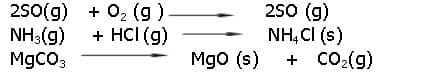 250(g) + 02 (g)
250 (g)
+ HCI (g)
NH,CI (s)
+ CO:(g)
NH3(g)
MgCO3
Mgo (s)
+
