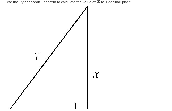 Use the Pythagorean Theorem to calculate the value of X to 1 decimal place.
7
