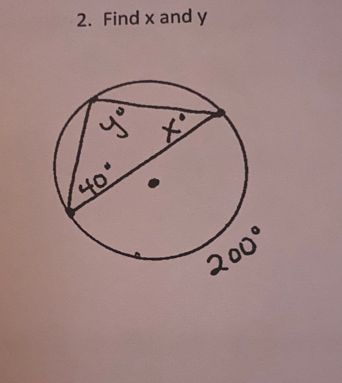 2. Find x and y
40°
200°
