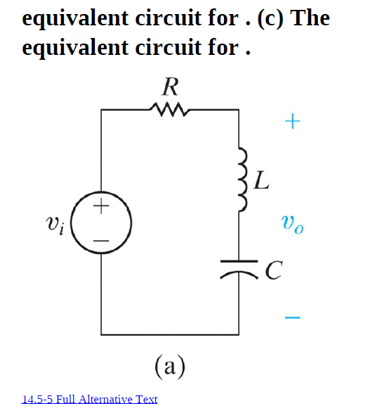equivalent circuit for . (c) The
equivalent circuit for .
R
Vo
Vị
(a)
14.5-5 Full Alternative Text
+.

