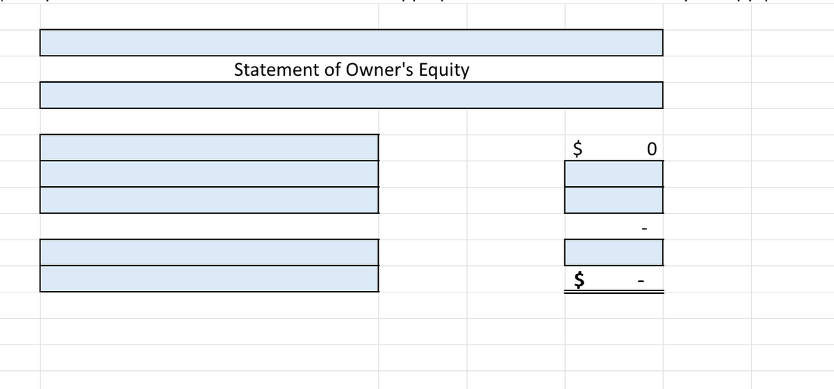Statement of Owner's Equity
$
0
$