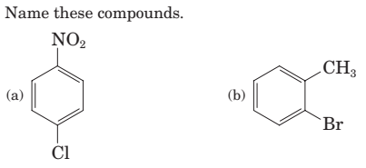 Name these compounds.
NO2
.CH3
(a)
(b)
`Br
Cl
