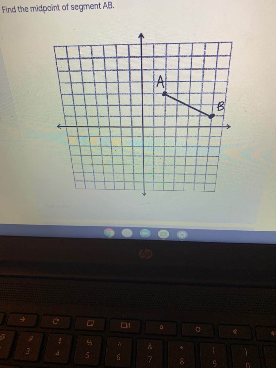 Find the midpoint of segment AB.
A
Your answet
op
->
Ce
23
24
&
4.
8.
