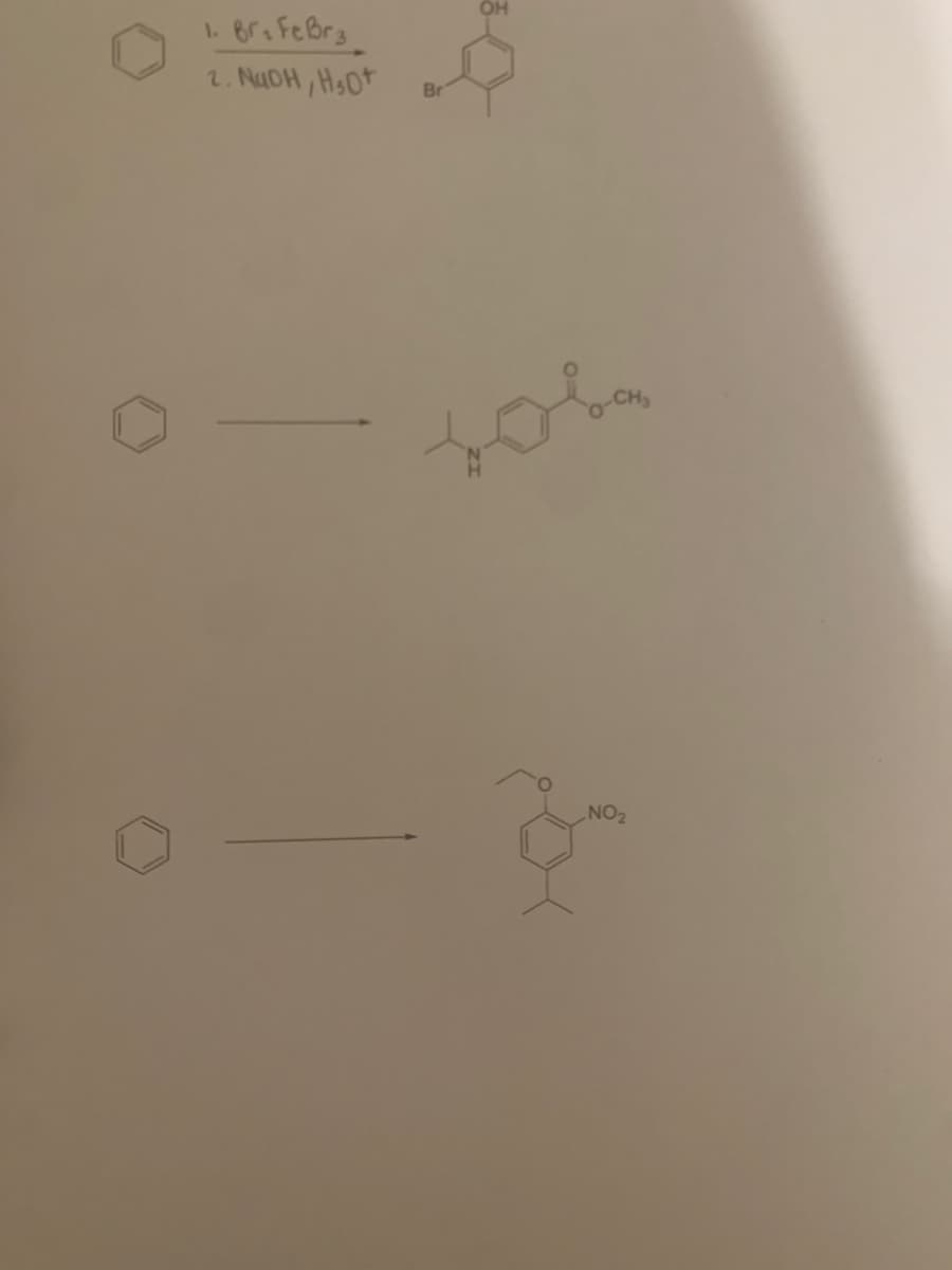 8r. Fe Bra
2. NaOH, H₂O+
ОН
NO₂