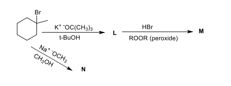 Br
HBr
K* "OC(CH3)3
L
ROOR (peroxide)
t-BUOH
Na* OCH3
CH;OH
N
