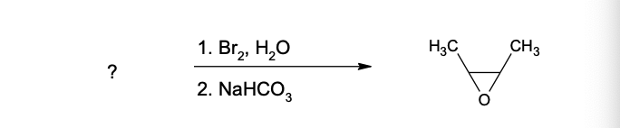 ?
1. Br₂, H₂O
2. NaHCO3
H3C
CH3