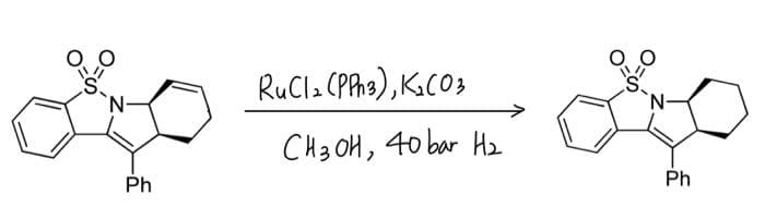 N
Lo
Ph
RuCl₂ (PPh 3), K₂ (03
CH3OH, 40 bar H₂
N
Ph