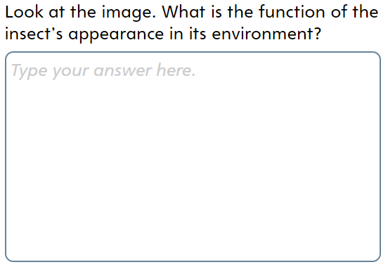 Look at the image. What is the function of the
insect's appearance in its environment?
Type your answer here.
