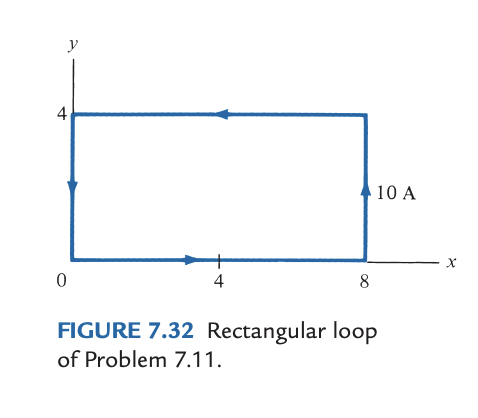 y
4
0
4
8
10 A
FIGURE 7.32 Rectangular loop
of Problem 7.11.
X
