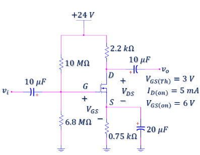 +24 V
2.2 kn
10 μ
HE
Vas(Th) = 3 V
Vos ID(on) = 5 mA
VGs(on) = 6 V
10 MA
10 μF
+
G
• la
S
VGs
%3D
: 6.8 ΜΩ
20 µF
0.75 kn
