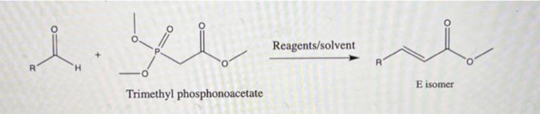 exe
Trimethyl phosphonoacetate
Reagents/solvent
E isomer