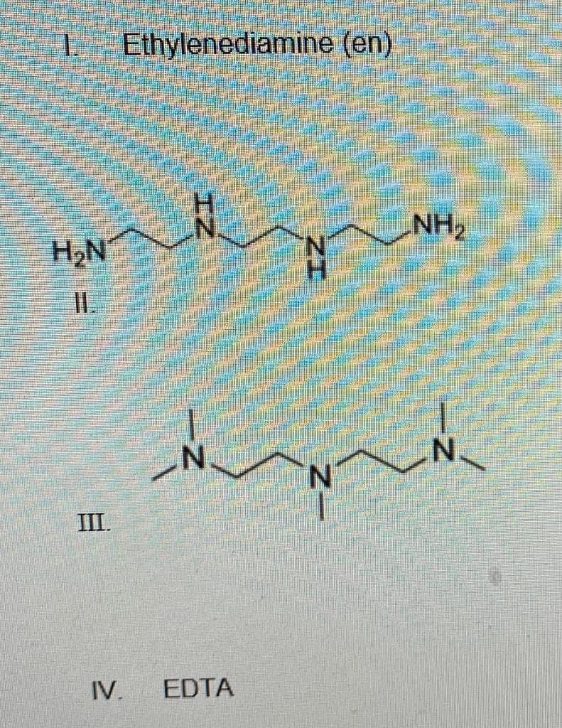 1 Ethylenediamine (en)
H₂N
11.
III.
IV.
N
N
EDTA
N
NH₂
N