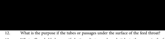 12.
What is the purpose if the tubes or passages under the surface of the feed throat?

