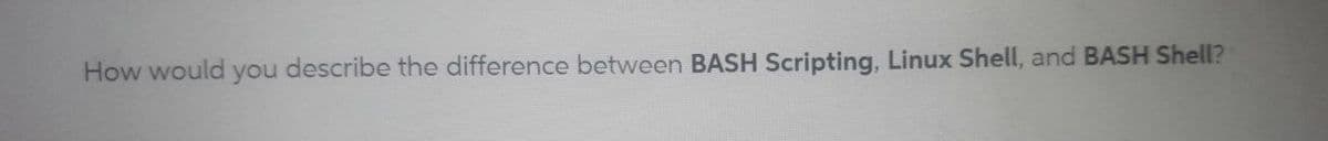 How would you describe the difference between BASH Scripting, Linux Shell, and BASH Shell?