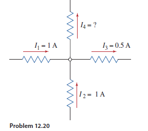 4 = ?
I = 1 A
l3 = 0.5 A
|12= 1 A
Problem 12.20
