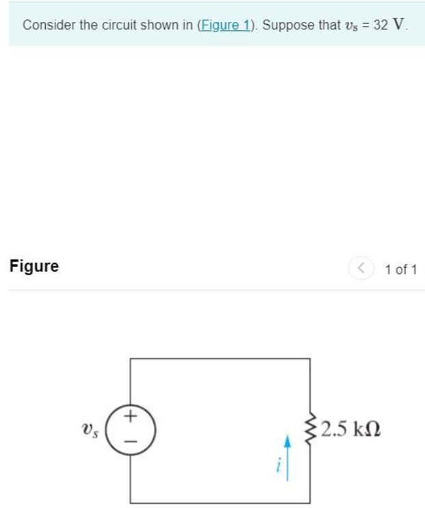 Consider the circuit shown in (Figure 1). Suppose that vs = 32 V.
Figure
Vs
+1
<
32.5 ΚΩ
1 of 1