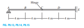 Hinge
D.
E
-4 m-
4 m-
FIG. P8.13, P8.14, P8.15
