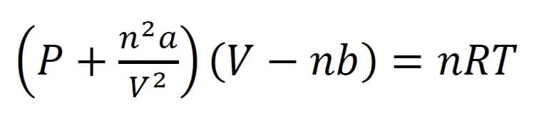 n²a'
(P +) (v – nb) = nRT
V2
