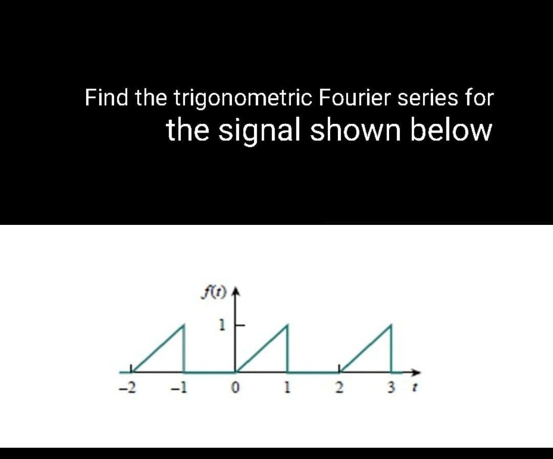 Find the trigonometric Fourier series for
the signal shown below
-1
1
2
