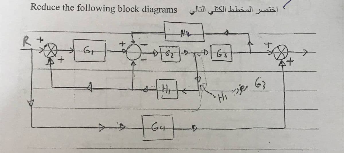 Reduce the following block diagrams ill tisll bbidll usisl
+,
63
Hi 6
G4
6.
