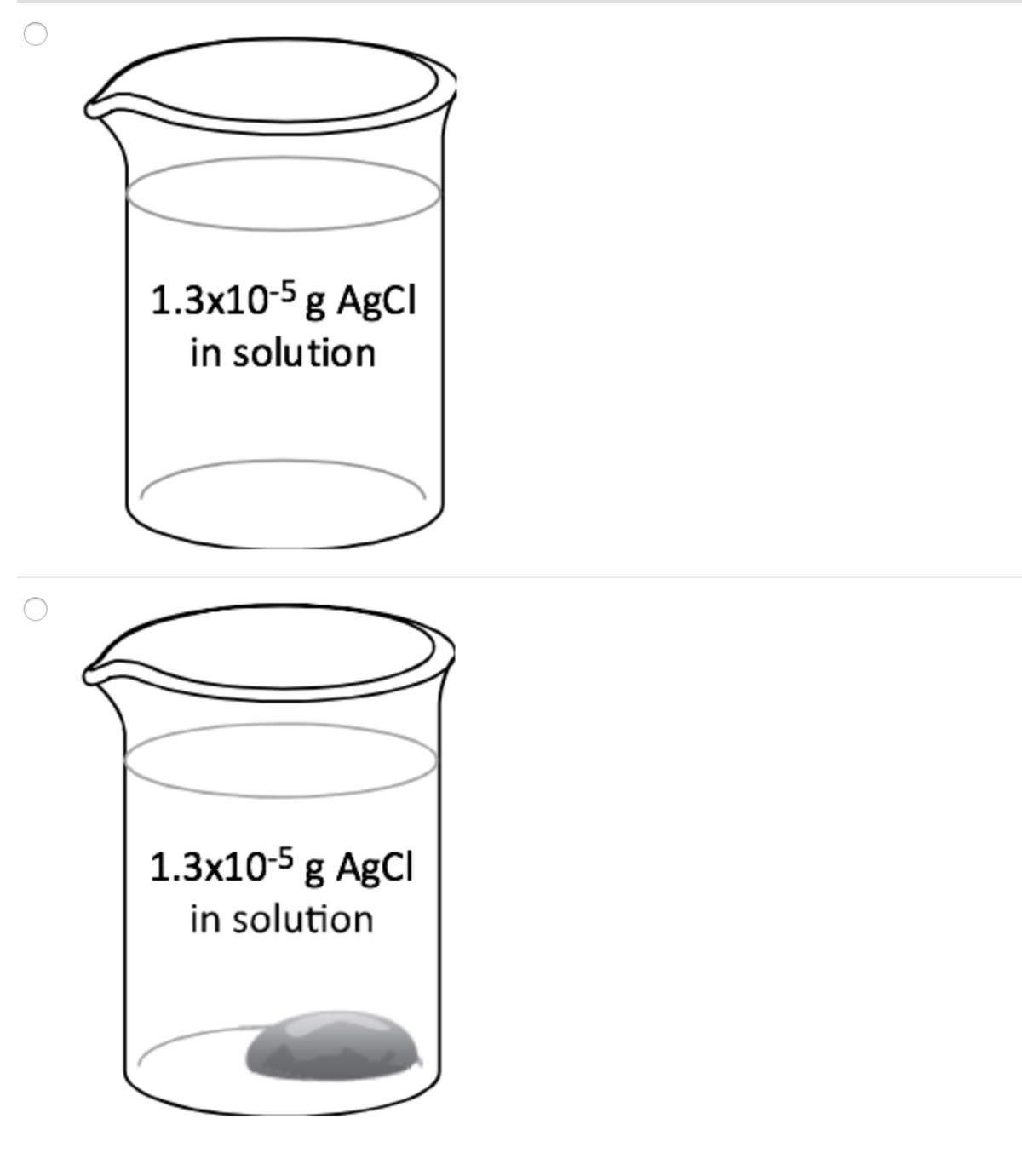 1.3x10-5 g AgCl
in solution
1.3x10-5 g AgCl
in solution
