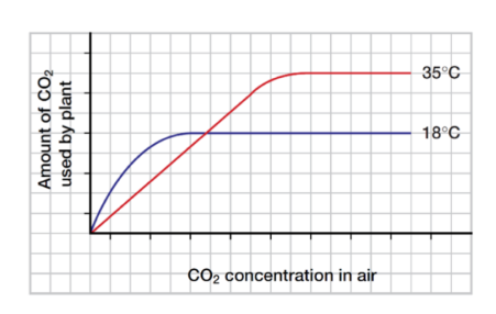 Amount of CO2
used by plant
CO2 concentration in air
35°C
18°C