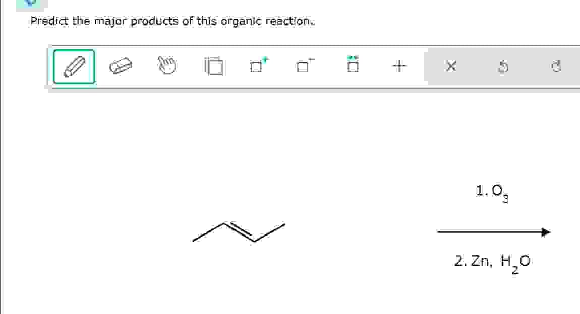 Predict the major products of this organic reaction.
+
1.03
2. Zn, H₂O