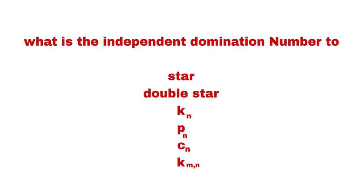 what is the independent domination Number to
star
double star
Kn
P
n
Cn
Km,n