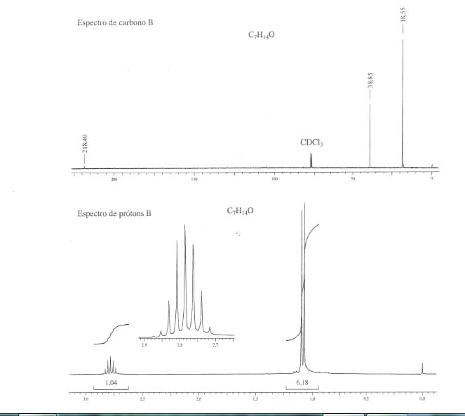 Espectro de carbono B
C,H,0
CDCI;
199
100
Espectro de prótons B
C,H0
1,04
6,18
23
15
1,0
00
-38,85
-18,55
